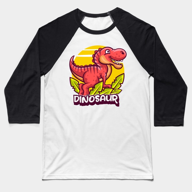 Cute Dinosaur Baseball T-Shirt by Harrisaputra